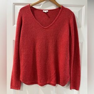 J Jill Red Orange Cotton Blend Textured Sweater Women's Size SP Excellent